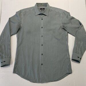 Hugo Boss Dress Shirt Green Gingham 41/16